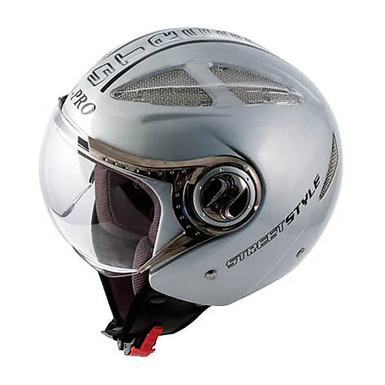 Pagamento Sicuro Casco Moto Jet Con Visiera A-Pro Modello Street Style Argento