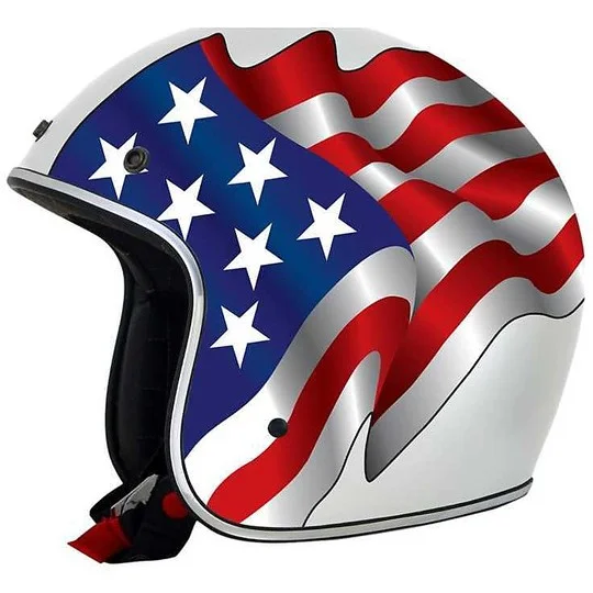 Offerta Speciale Casco Moto Jet Custom AFX FX-76 Flags Freedom Bianco