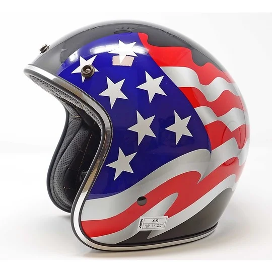 Nuovo Arrivo Casco Moto Jet Custom AFX FX-76 Flags Freedom Nero