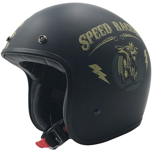 Casco Moto Jet Custom AFX FX-76 Speed Racer Nero Opaco Oro Prezzo Scontato