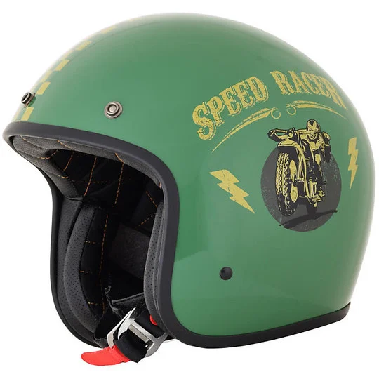Popolare Casco Moto Jet Custom AFX FX-76 Speed Racer Verdo Oro Lucido