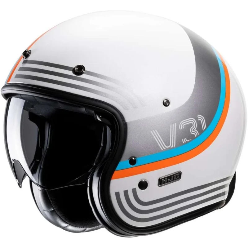 Casco Moto Jet Custom Hjc V31 BYRON MC27 Bianco Blu Rosso Quantità Limitata