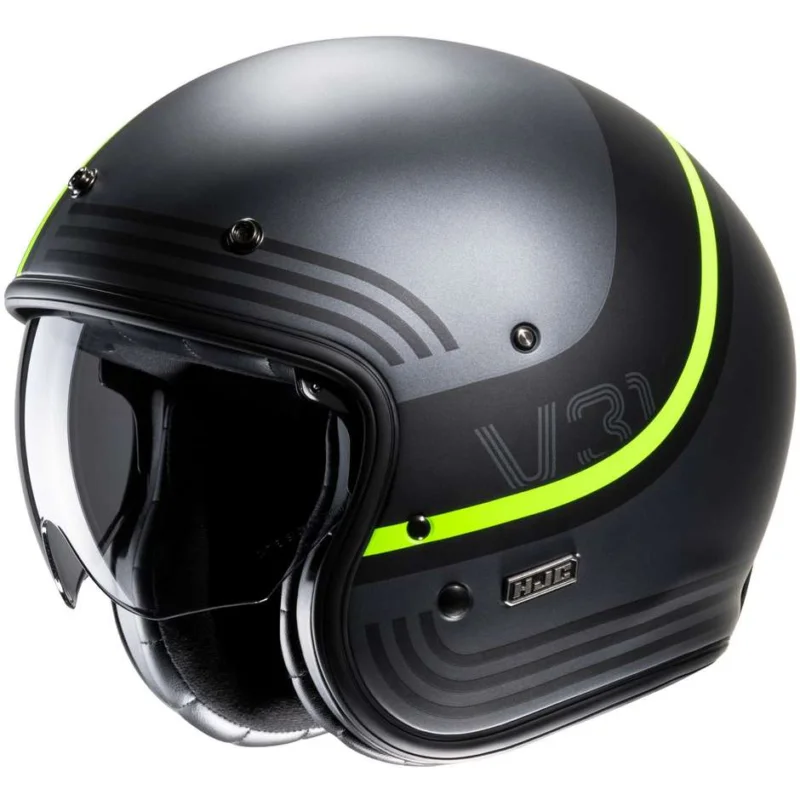 Casco Moto Jet Custom Hjc V31 BYRON MC3HSF Grigio Opaco Guiallo Fluo Spedito Oggi