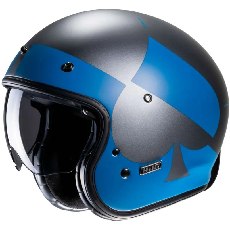Casco Moto Jet Custom Hjc V31 KUZ MC2SF Grigio Opaco Blu Occasione Imperdibile