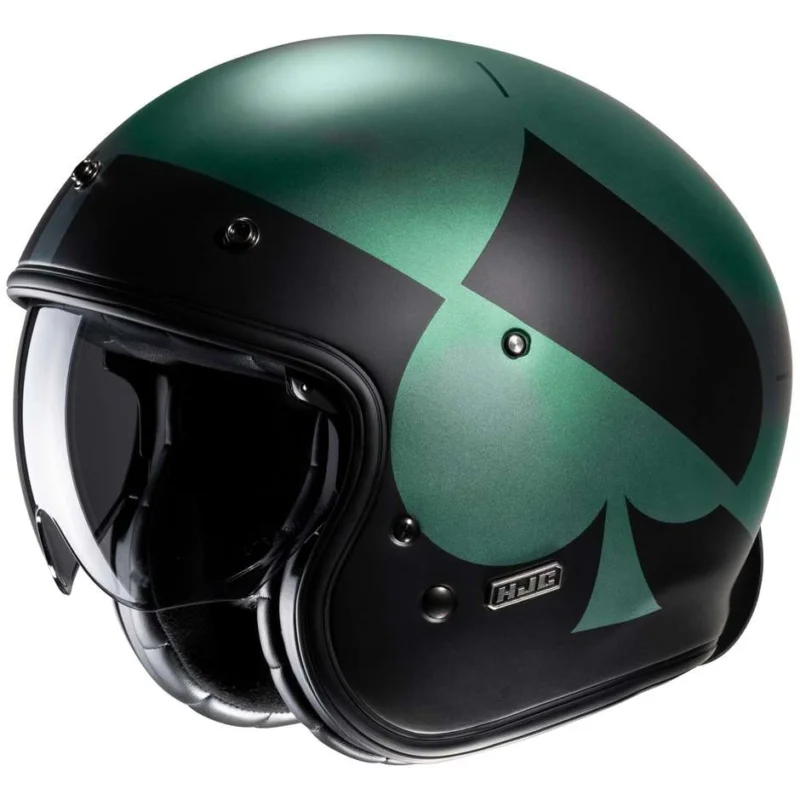 Casco Moto Jet Custom Hjc V31 KUZ MC4SF Nero Opaco Verde Promozione