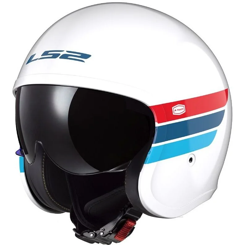 Novità Casco Moto Jet Custom Ls2 OF599 SPITFIRE 2 RETRO' Bianco Blu Rosso