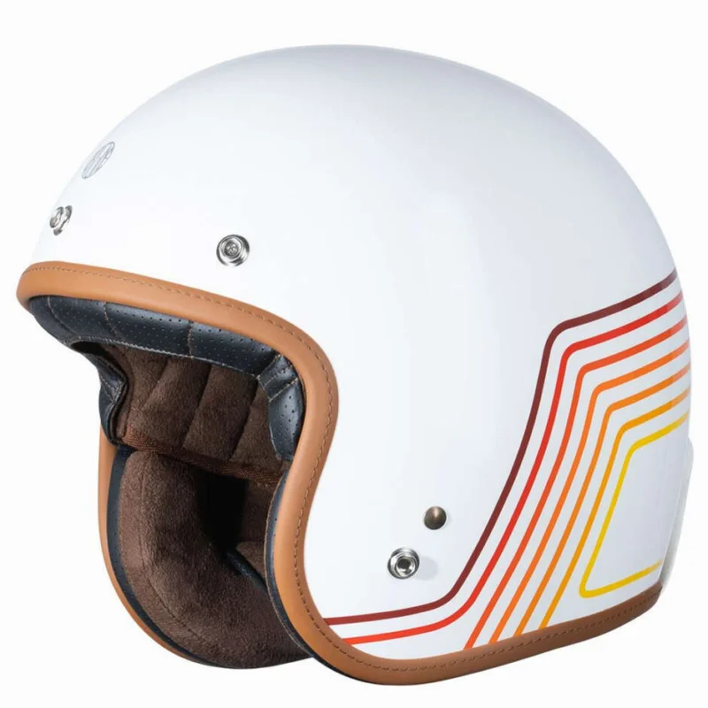Nuovo Arrivo Casco Moto Jet Custom Origine PRIMO Sunrise Rosso Bianco