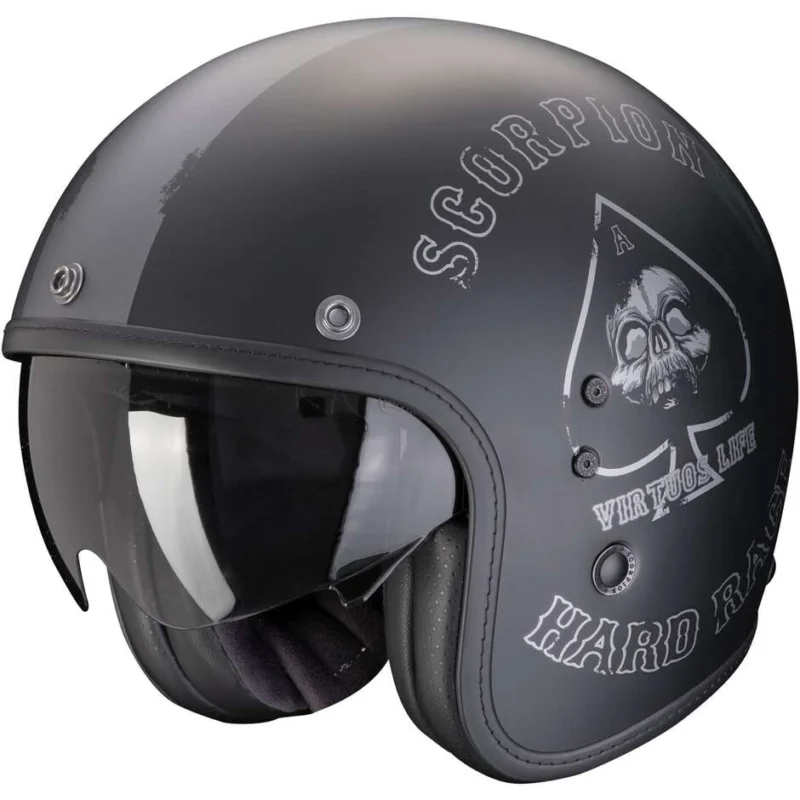 Offerta Casco Moto Jet Custom Scorpion BELFAST EVO SPADE Nero Argento
