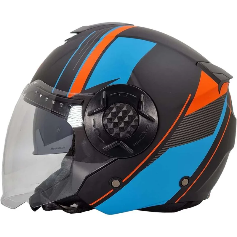 Ultime Pezzi Casco Moto Jet Doppia Visiera Bhr 830 Flash Cool Nero Opaco Arancio