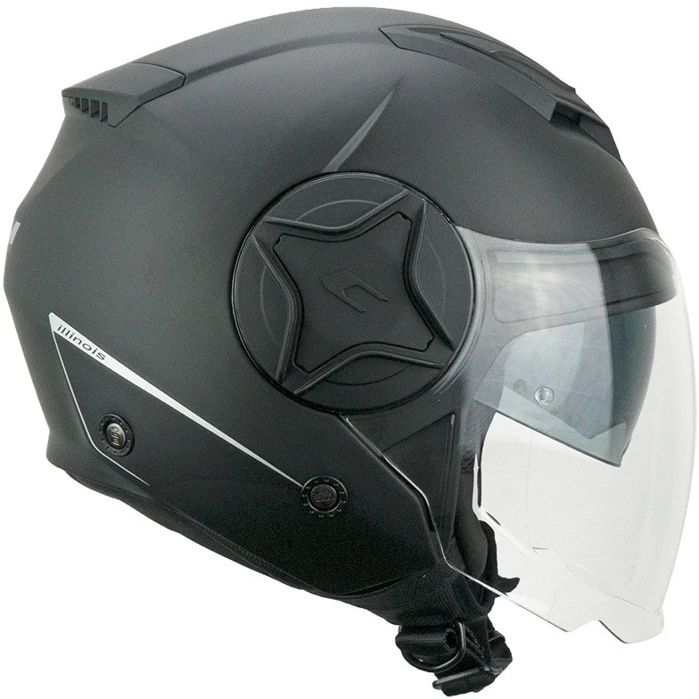 Esclusivo Casco Moto Jet Doppia Visiera CGM 129A ILLINOIS Nero Opaco