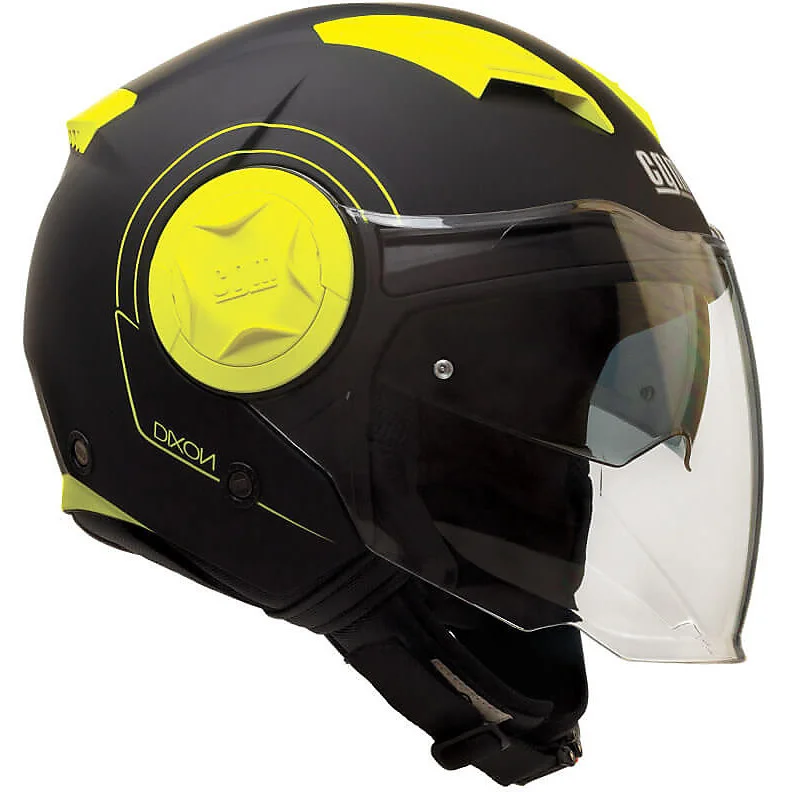 Prezzo Conveniente Casco Moto Jet Doppia Visiera CGM 129s DIXON Nero Giallo Fluo Opaco