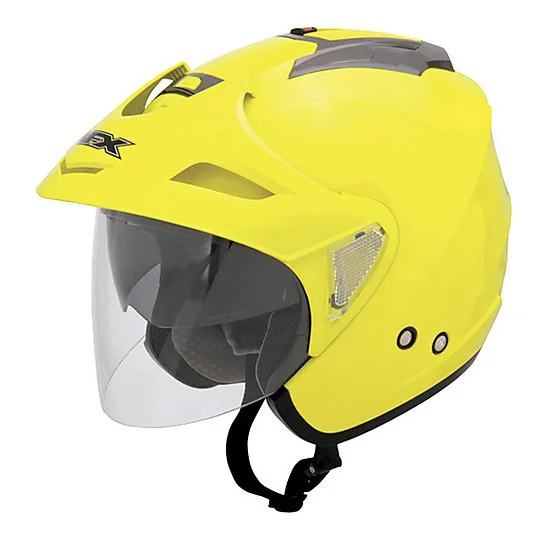 Più Venduto Casco Moto Jet Doppia Visiera Con Tesina AFX Fx-50 4 In 1 Giallo Fluo