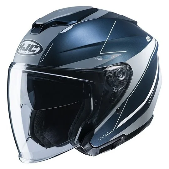 Offerta Lampo Casco Moto Jet Doppia Visiera HJC i30 SLIGHT MC2SF Blu Bianco Opaco