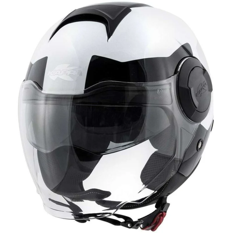 Casco Moto Jet Doppia Visiera Kappa KV37 Oregon Zone Bianco Lucido Nero Argento Prezzo Di Fabbrica