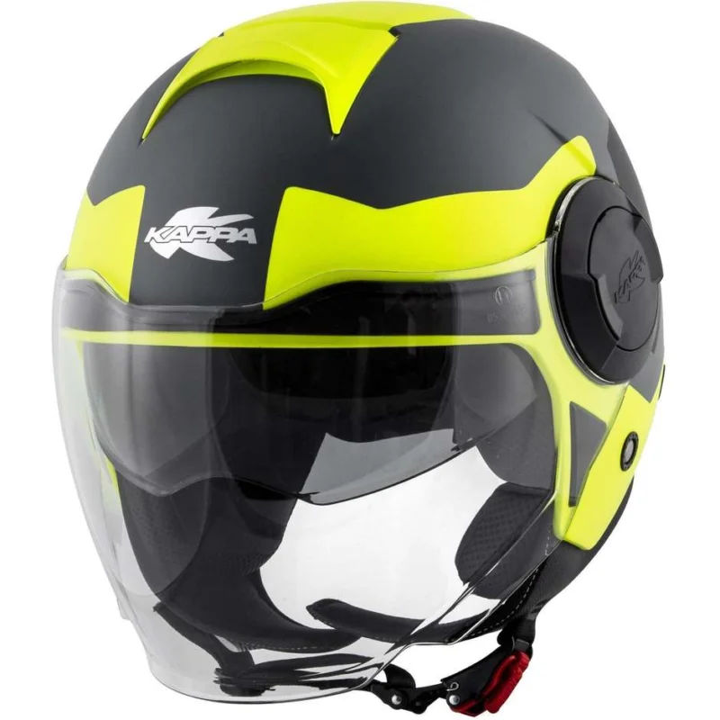 Offerta Casco Moto Jet Doppia Visiera Kappa KV37 Oregon Zone Titanio Giallo Opaco