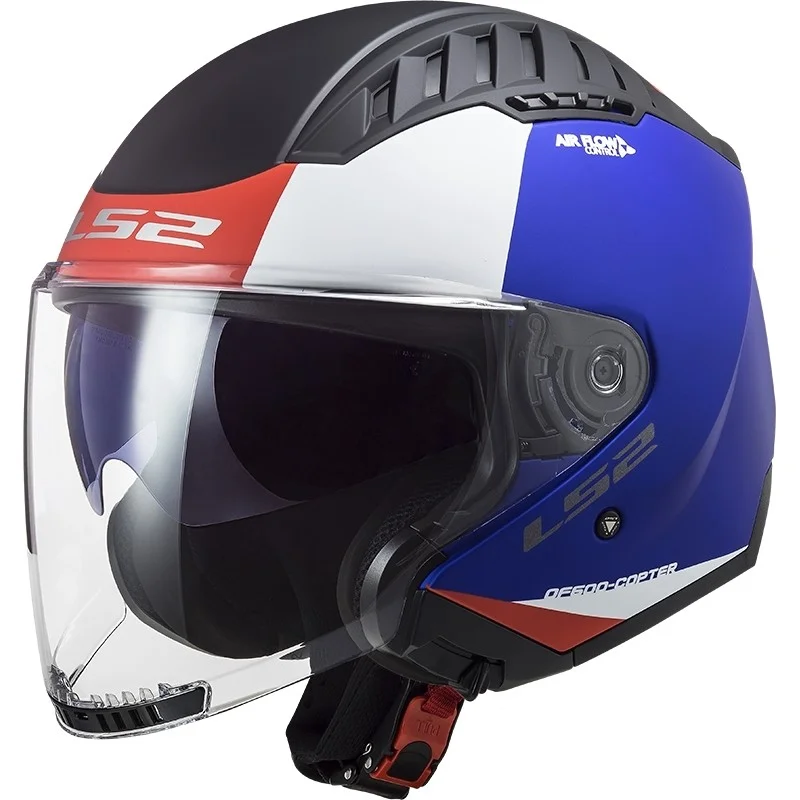 Popolare Casco Moto JetDoppia Visiera Ls2 OF600 Copter URBANE Blu Rosso