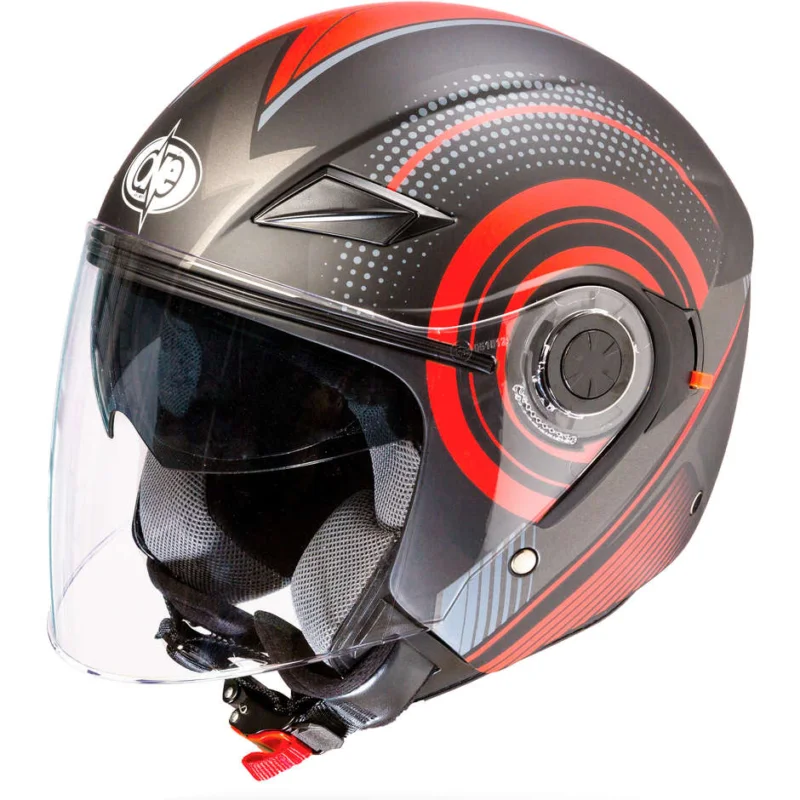 Casco Moto Jet Doppia Visiera One Alfa Multi Nero Rosso Offerta