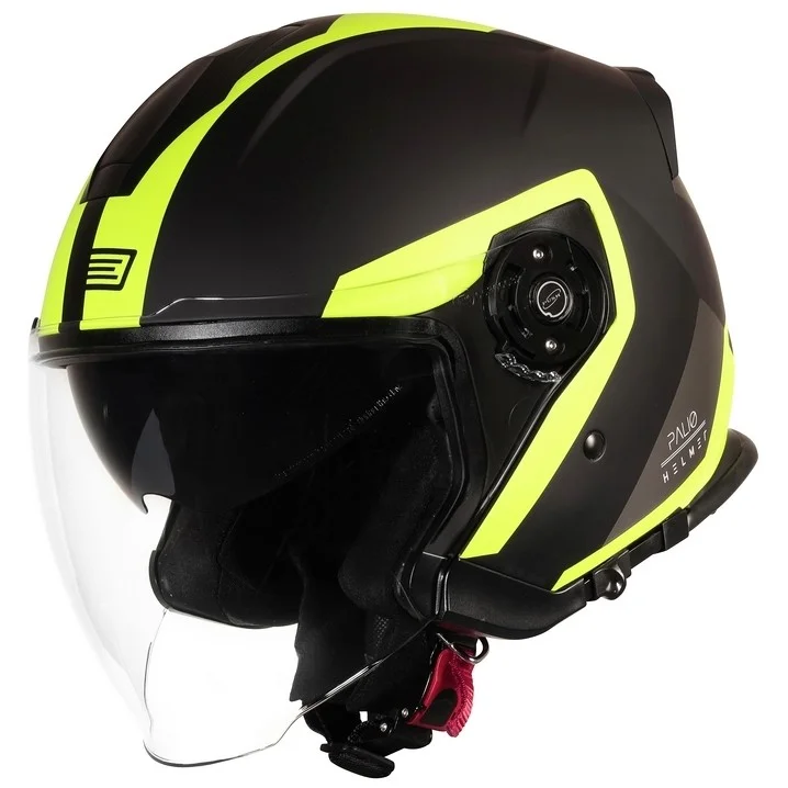 Solo Oggi Casco Moto Jet Doppia Visiera Origine PALIO 2.0 Techy Giallo Fluo Nero Opaco