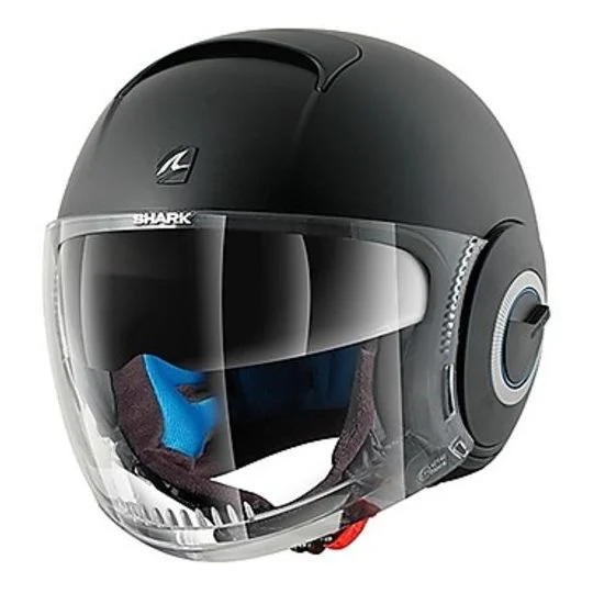 Esclusivo Casco Moto Jet Doppia Visiera Shark Nano Blank Nero Opaco