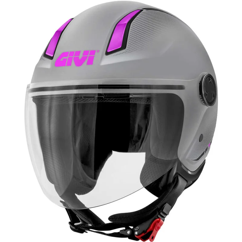 Saldi Casco Moto Jet Givi 11.7B Argento Opaco Fucsia