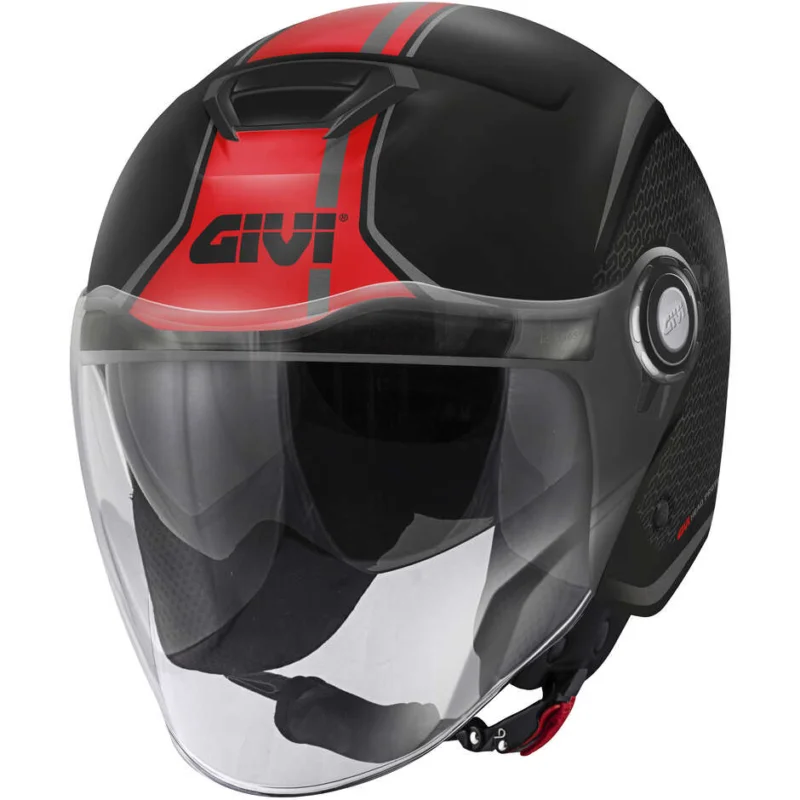 Promozione Casco Moto Jet Givi 12.5F GRAPHIC TOUCH Nero Opaco Rosso