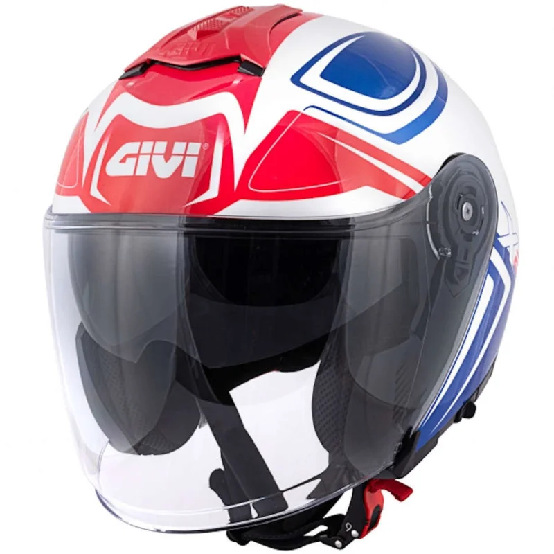 Casco Moto Jet Givi X.22 Planet Hyper Bianco Rosso Blu Doppia Visiera Promozione
