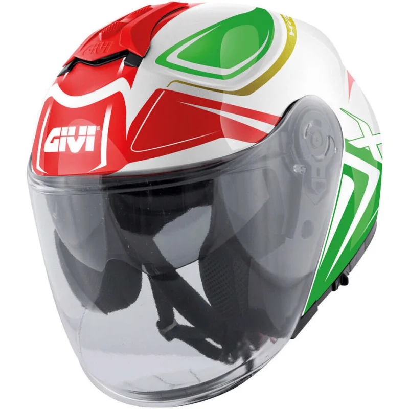 Direttamente Dal Produttore Casco Moto Jet Givi X.22 Planet Hyper Bianco Rosso Verde Doppia Visiera