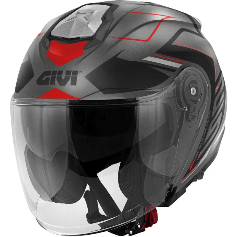 Casco moto Jet Givi X.25F TRACE Titanio Nero Rosso Nuova Collezione