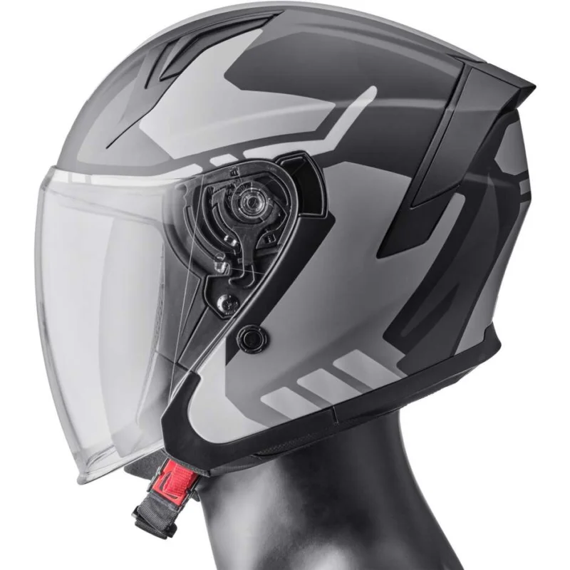 Prezzo Conveniente Casco Moto Jet Gms Vectus Graphic Nero Grigio