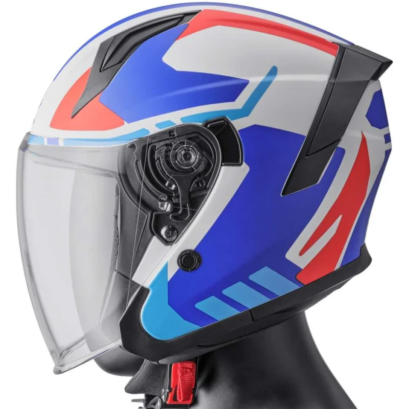 Prezzo Ridotto Casco Moto Jet Gms Vectus Nero Opaco Rosso Petrolio
