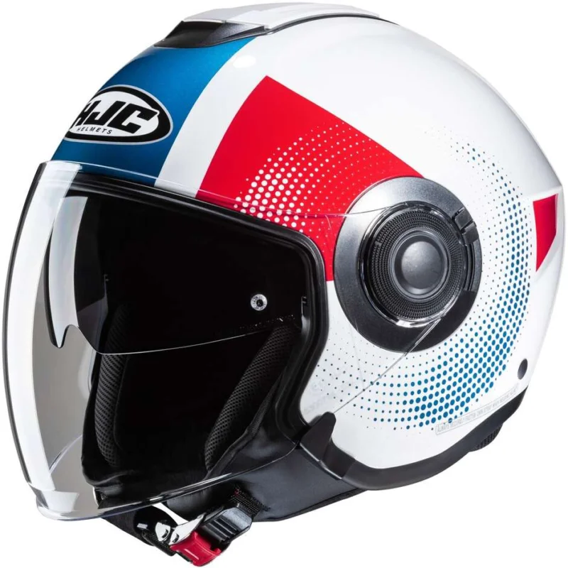 Casco Moto Jet Hjc i40N PYLE MC21 Bianco Blu Rosso Popolare