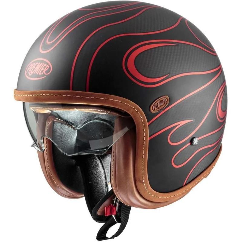 Casco Moto Jet in Carbonio Premier VINTAGE PLATINUM ED. CARBON FR RED CHROMED BM Economico