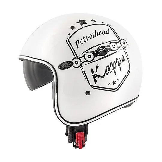 Casco Moto Jet in Fibra Vintage Custom Kappa KV-29 PHILADELPHIA Petrolhead Bianco Compra Adesso
