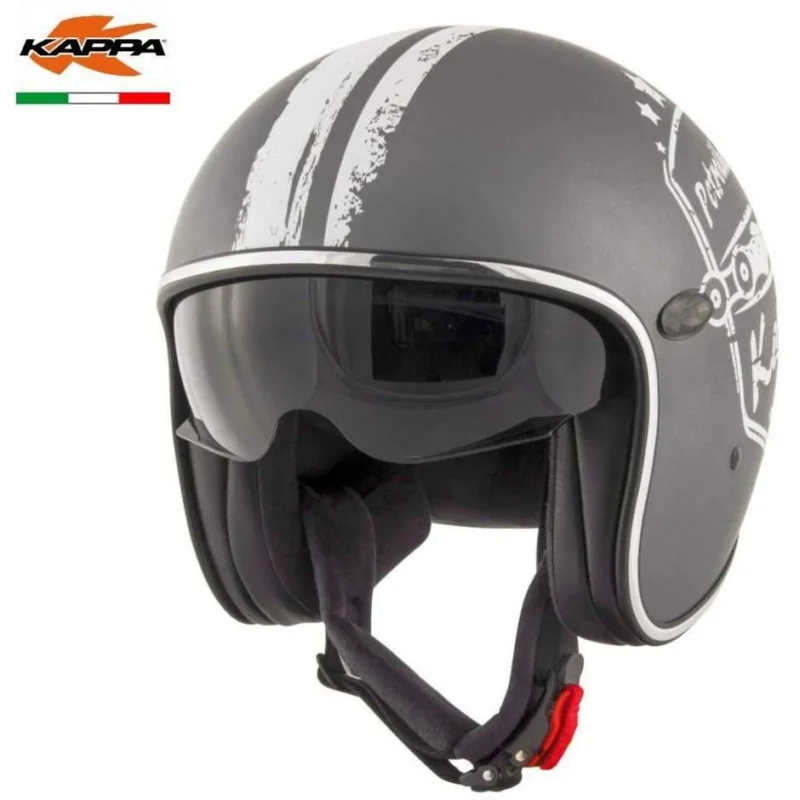 Casco Moto Jet in Fibra Vintage Custom Kappa KV-29 PHILADELPHIA Petrolhead Titanio Consegna Rapida
