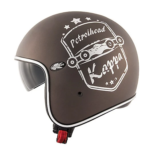 Sconto Casco Moto Jet in Fibra Vintage Custom Kappa KV-29 PHILADELPHIA Petrolhead Tobacco
