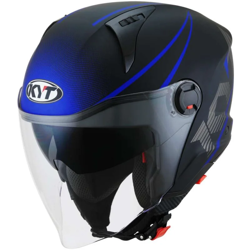 Più Venduto Casco Moto Jet KYT D-CITY COLORFUL Opaco Blu