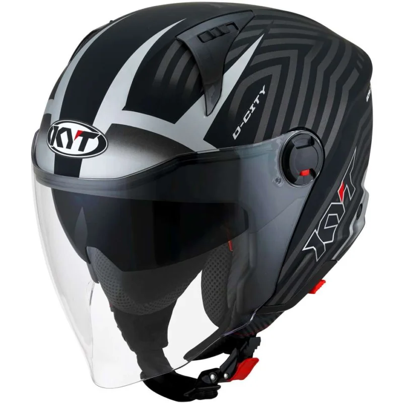 Casco Moto Jet KYT D-CITY LUCENT Opaco Nero Silver Offerta Lampo