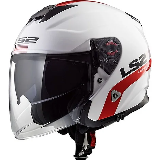 Compra Adesso Casco Moto Jet LS2 OF521 Infinity SMART Bianco Rosso Blu