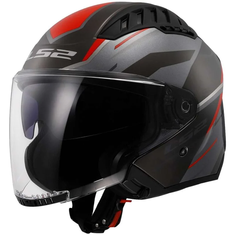 Offerta Casco Moto JetLs2 OF600 COPTER II DISTON Grigio Rosso