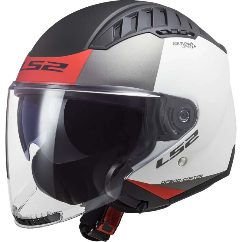 Casco Moto JetLs2 OF600 COPTER II URBANE Bianco Opaco Rosso Occasione Imperdibile