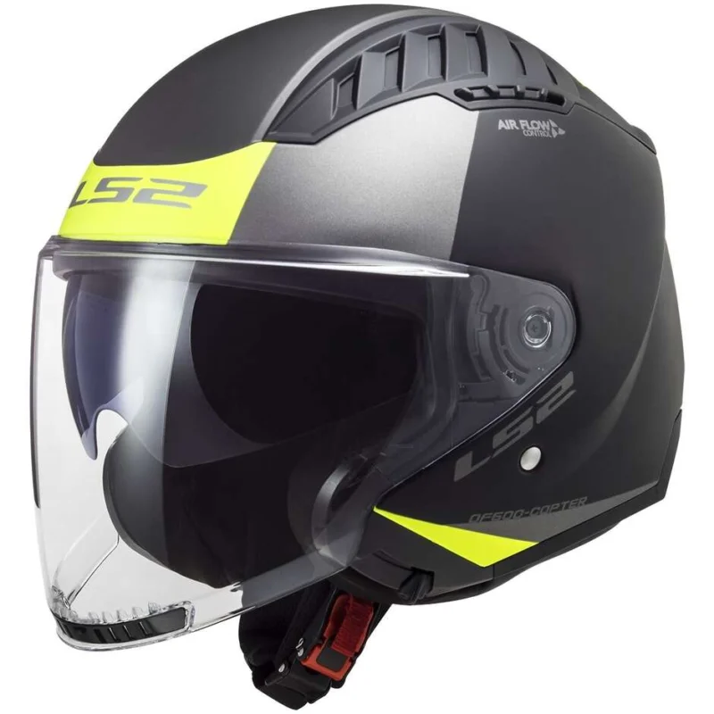 Casco Moto JetLs2 OF600 COPTER II URBANE Nero Opaco Giallo Fluo Prezzo Scontato