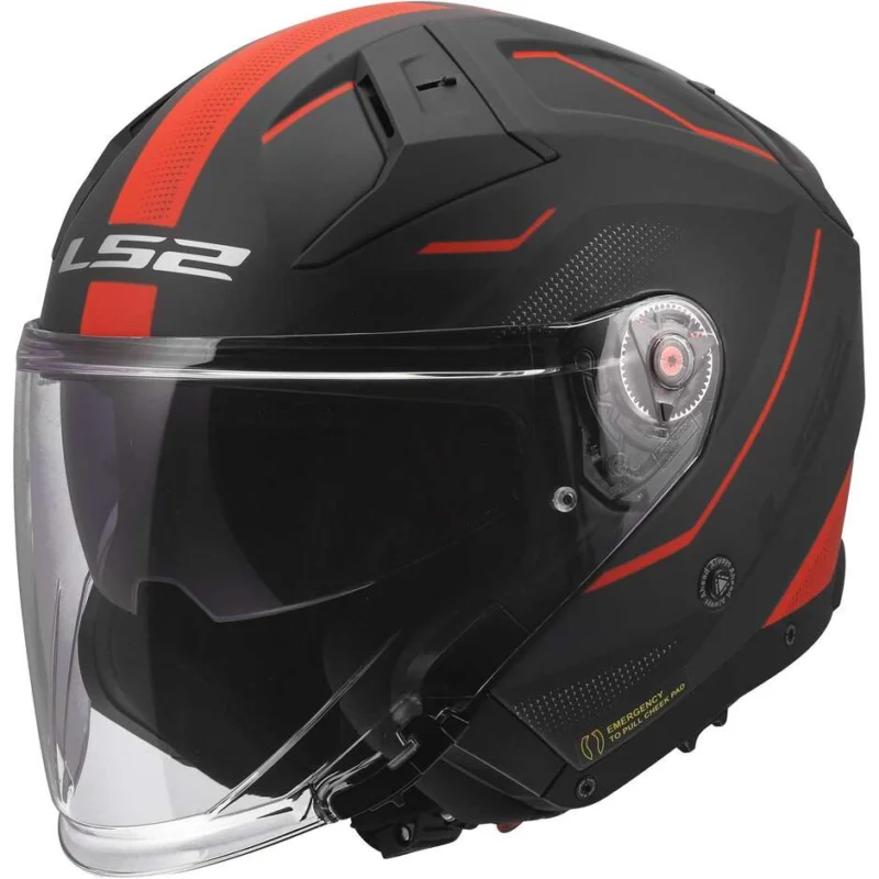 Spedizione Espresso Casco Moto Jet LS2 OF603 INFINITY II VEYRON Nero Grigio Rosso