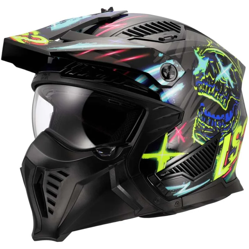 Spedizione Gratuita Casco Moto Jet LS2 OF606 DRIFTER RAYZ Nero Blue