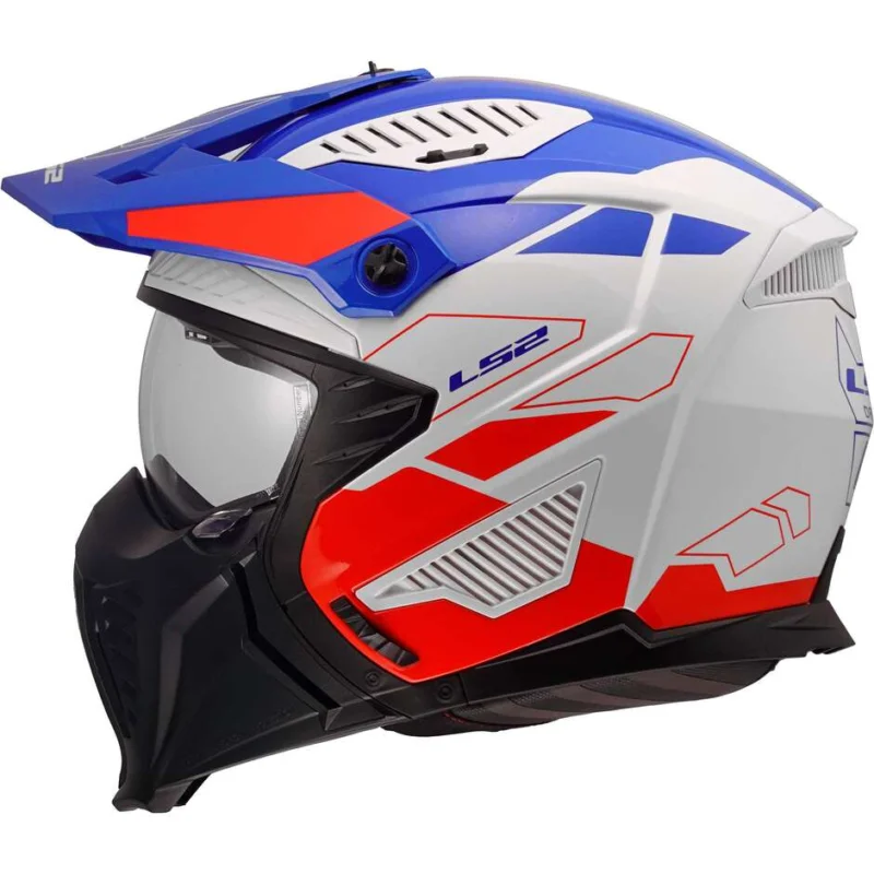 Casco Moto Jet LS2 OF606 DRIFTER TREK Bianco Blu Rosso Prezzo Basso