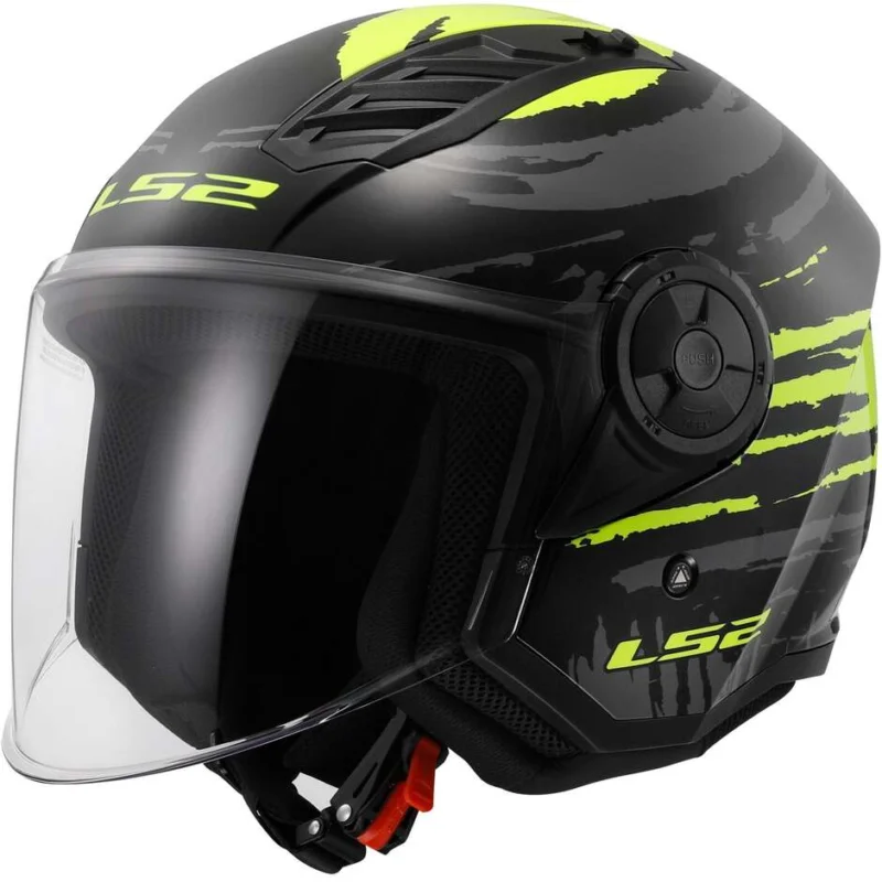 Casco Moto Jet Ls2 OF616 AIRFLOW 2 BRUSH Nero Giallo Fluo Più Venduto