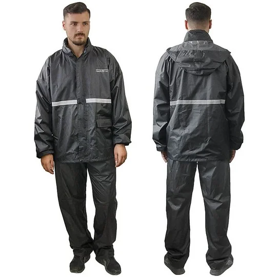 Tuta Antipioggia 2 Pezzi Tj Marvin E36 Set Antipioggia Pro Nero Spedizione Espresso