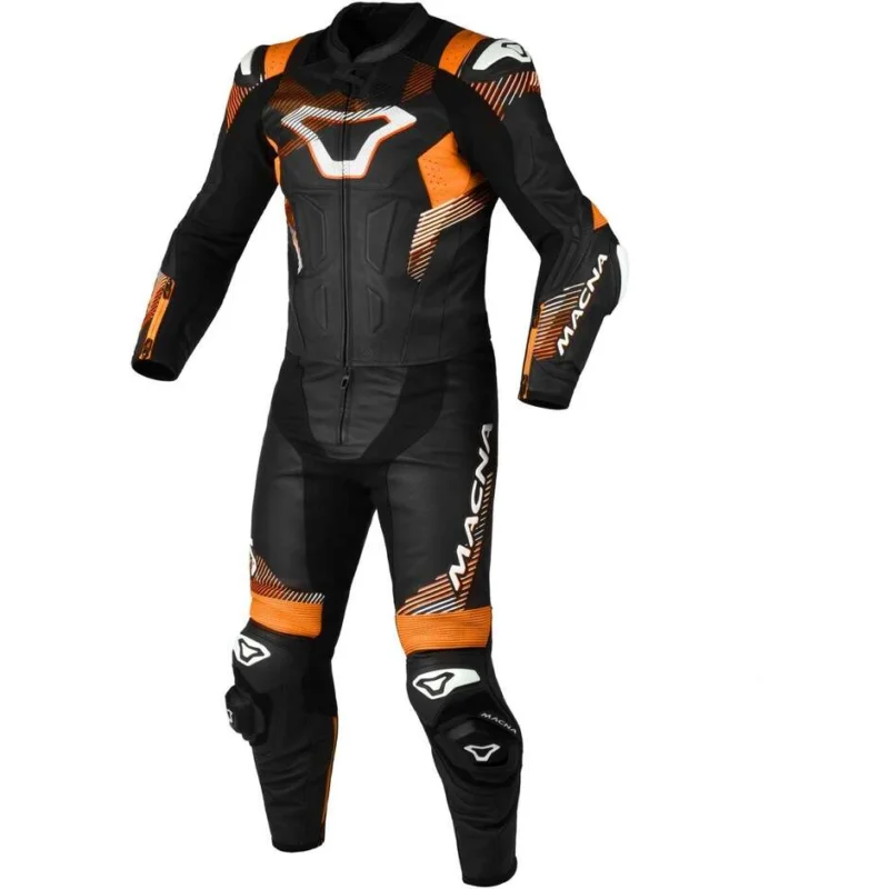 Tuta Moto 2pz Macna Armadyl Nero Arancio Bianco Bestseller