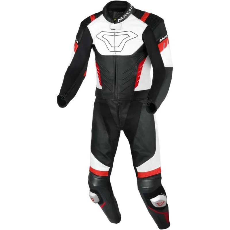 Tuta Moto 2pz Macna Varshall Nero Bianco Rosso Esclusivo