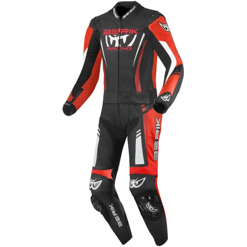 Tuta Moto Divisibile In Pelle Berik 2.0 Ls2-173334FR Rosso Fluo Nero Bianco Più Venduto