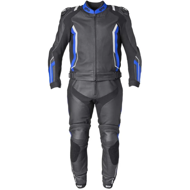 Tuta Moto Divisibile in Pelle GMS GR-1 Nero Blu Bianco Occasione